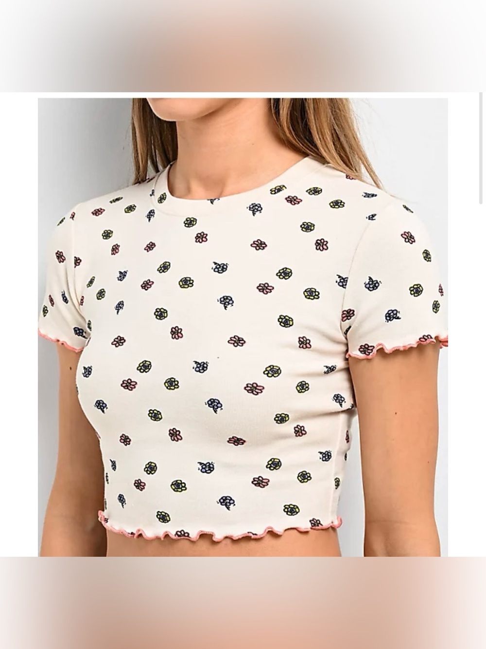 NWT Zine Angie Ditsy Birch Crop T-Shirt